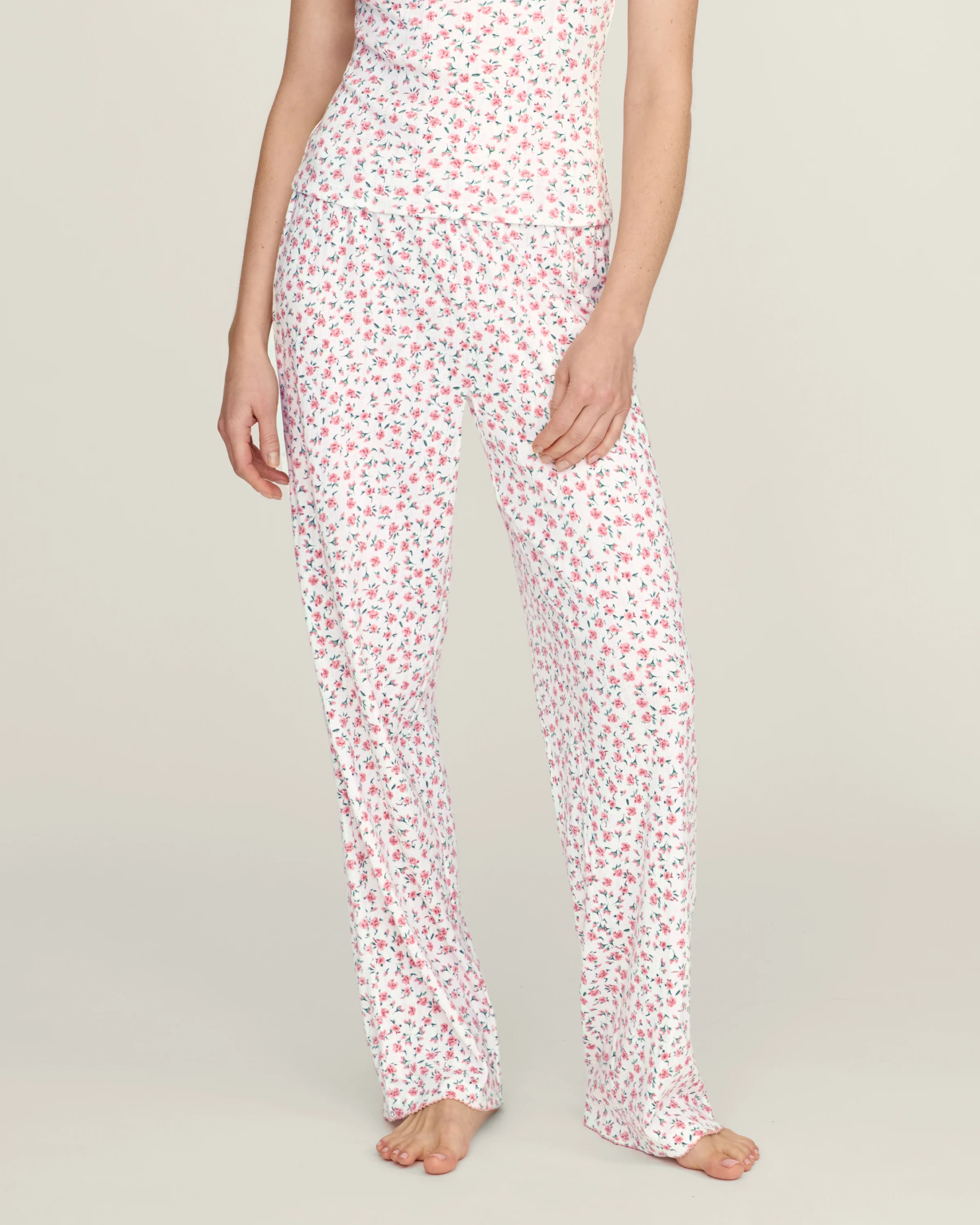 Women's Pointelle Pant in Pink Floral - Image 3