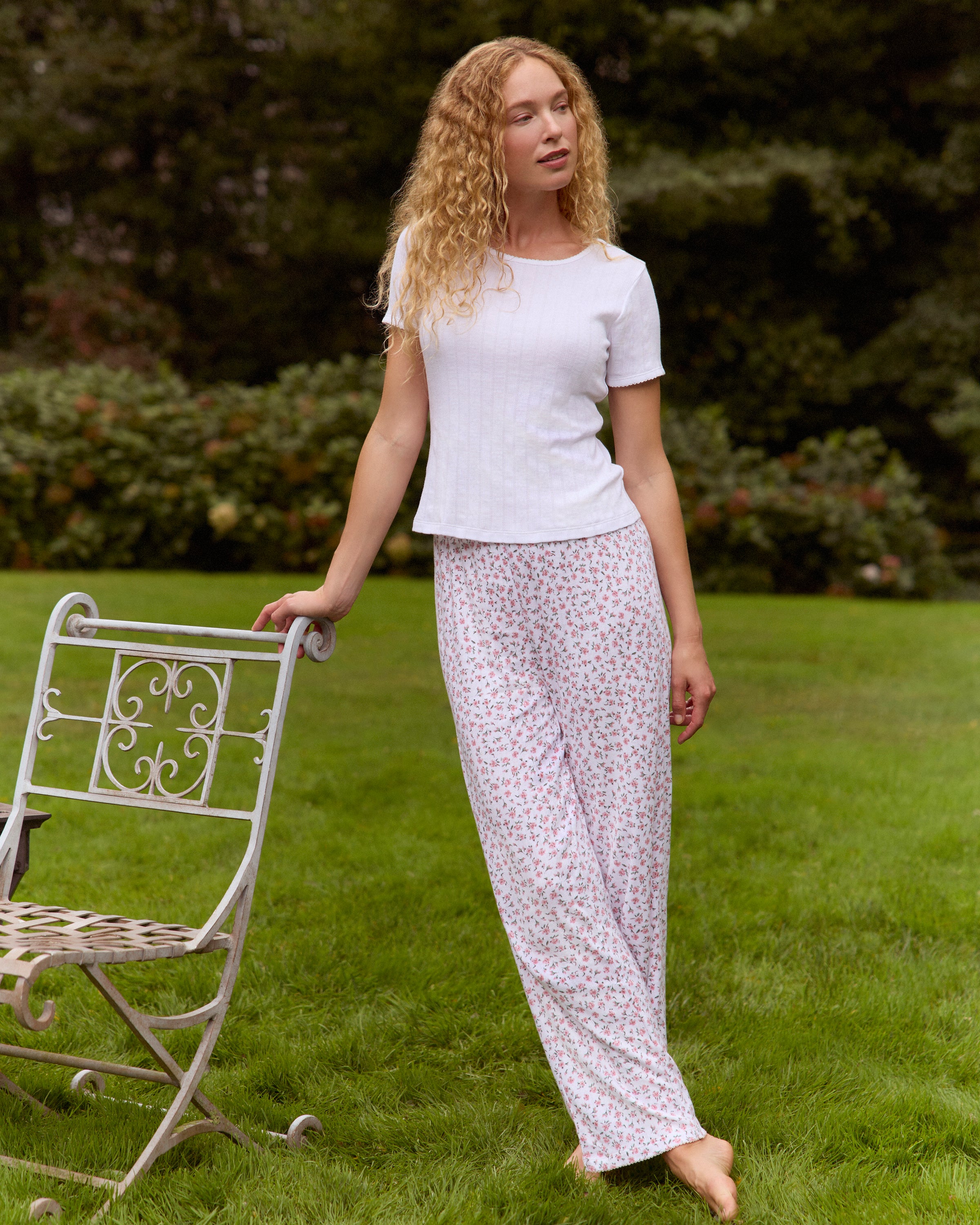 Women's Pointelle Pant in Pink Floral - Image 6