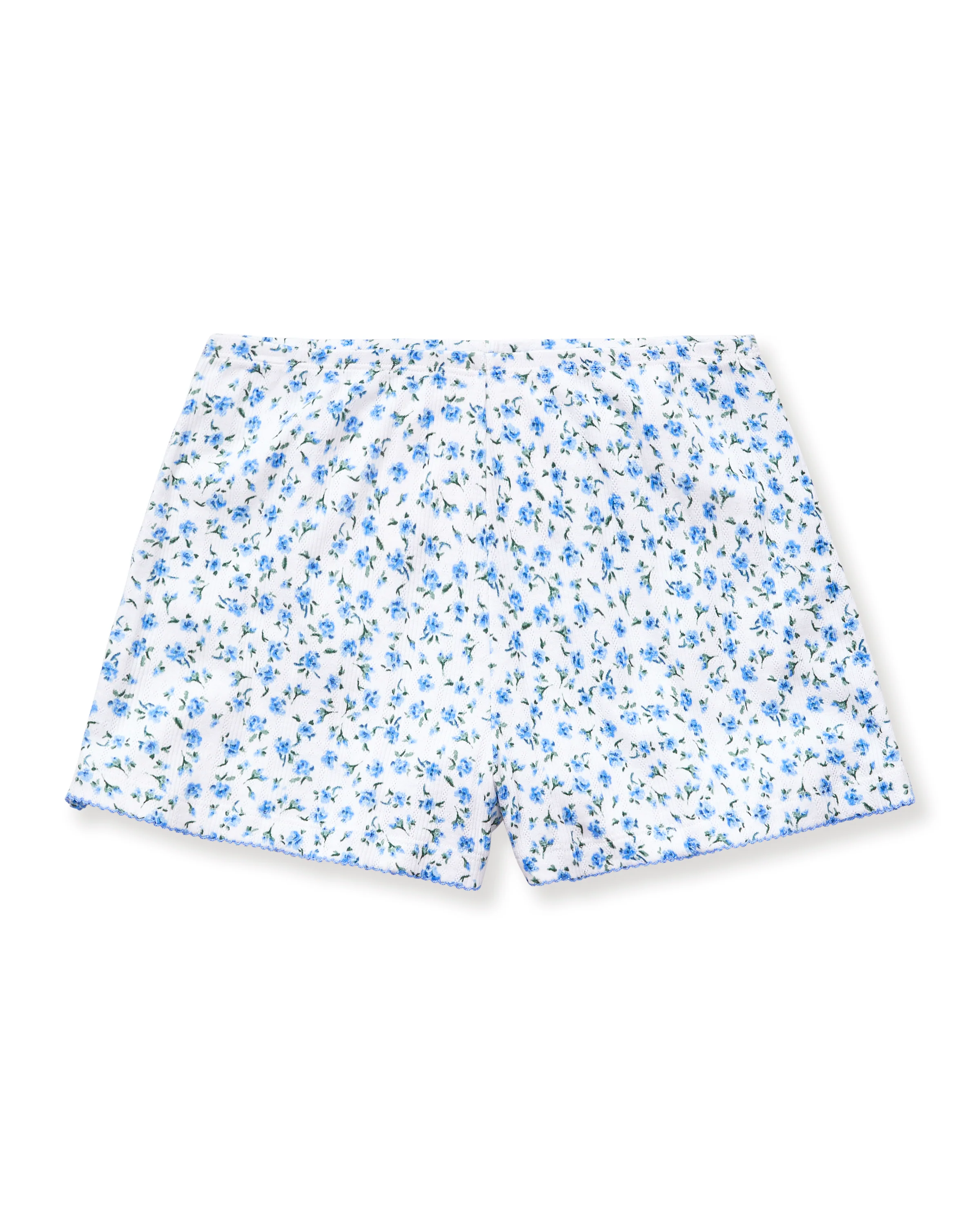 Women's Pointelle Shorts in Blue Floral - Image 6