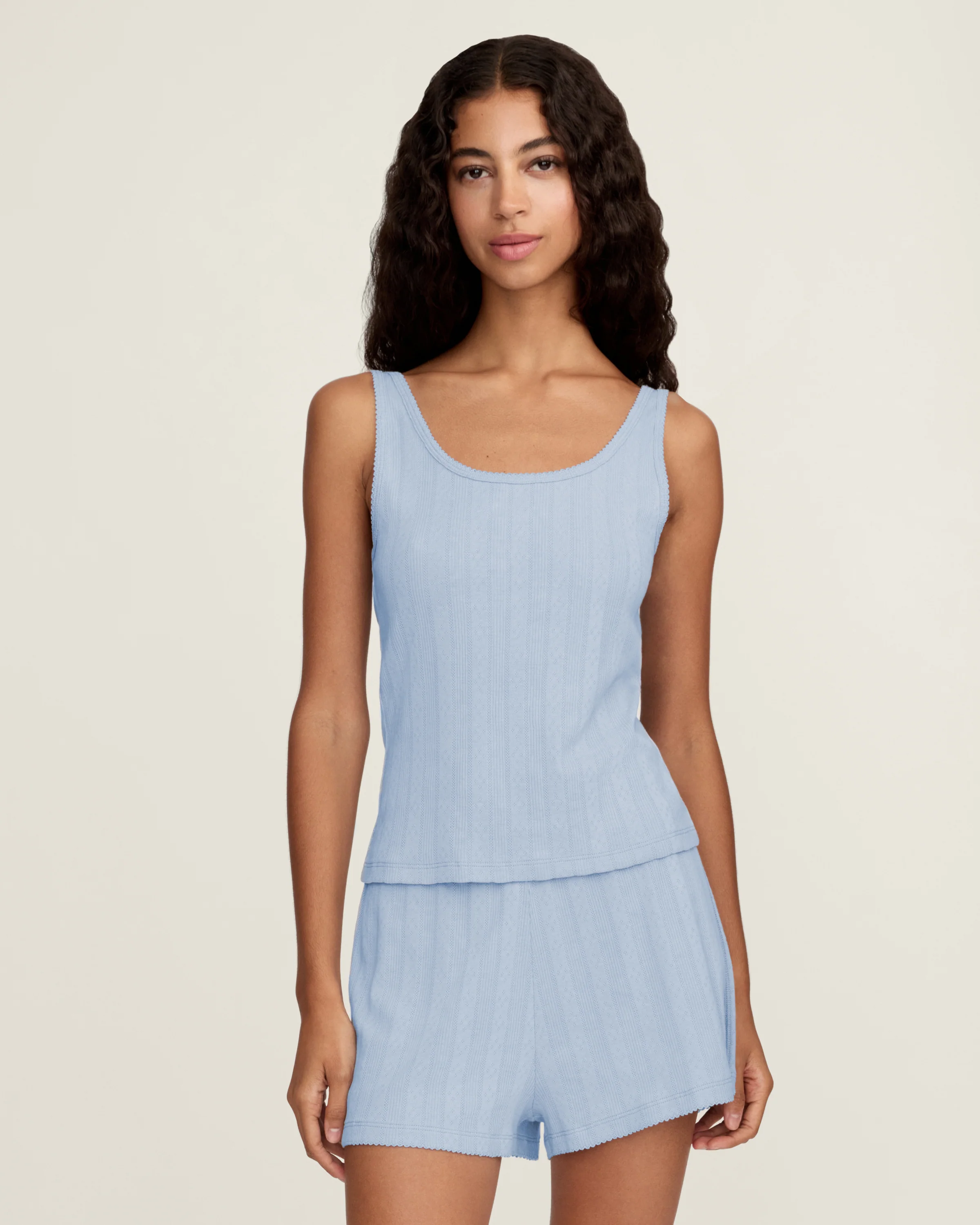 Women's Pointelle Shorts in Periwinkle - Image 3