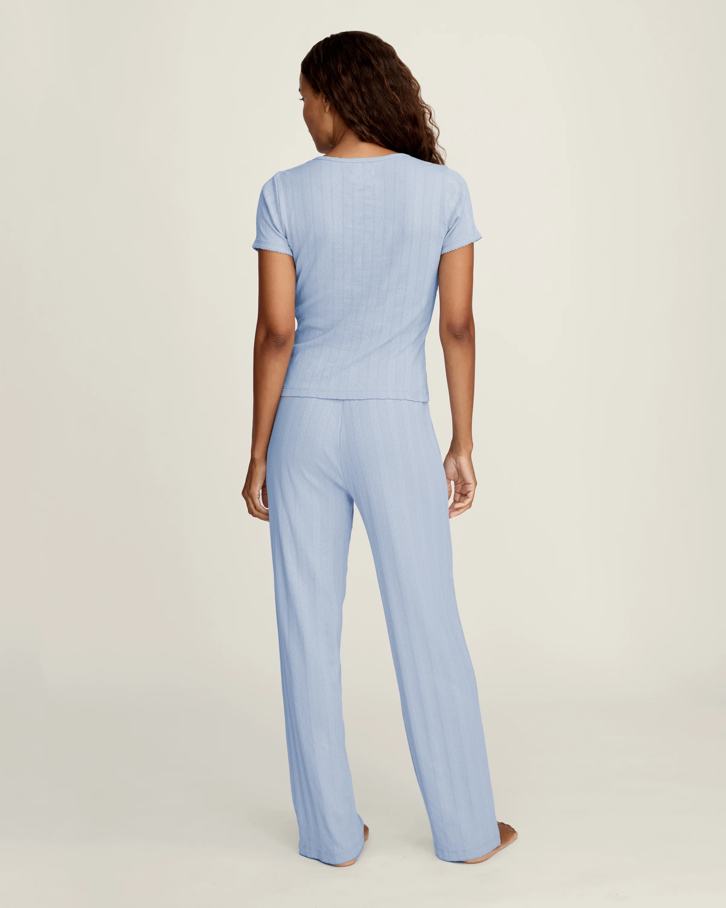 Women's Pointelle T-Shirt in Periwinkle - Image 4