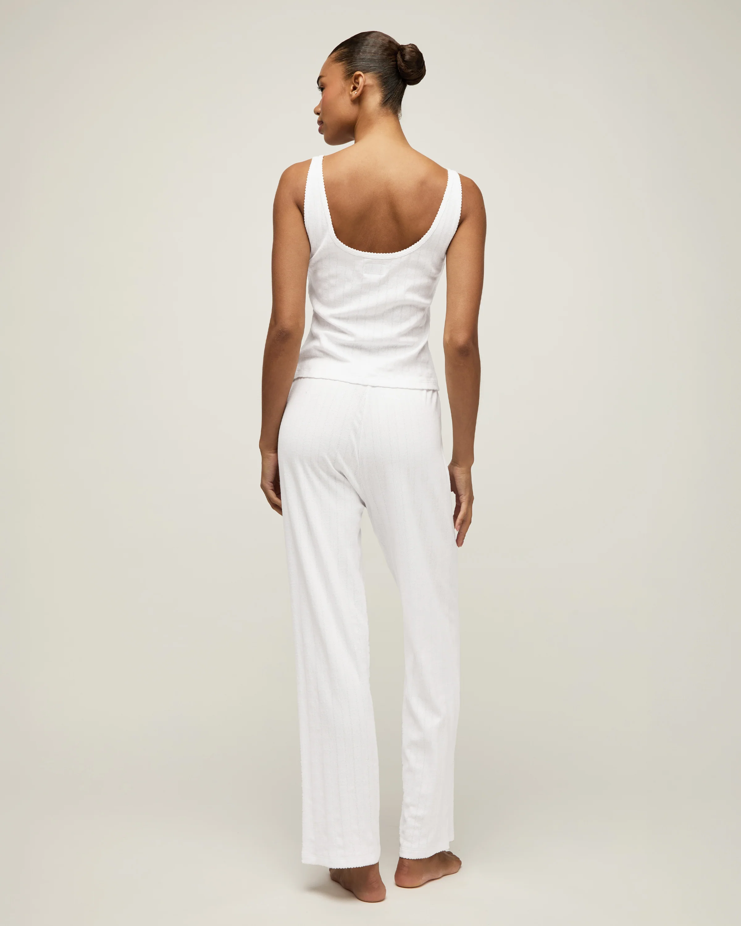Women's Pointelle Tank in White - Image 4