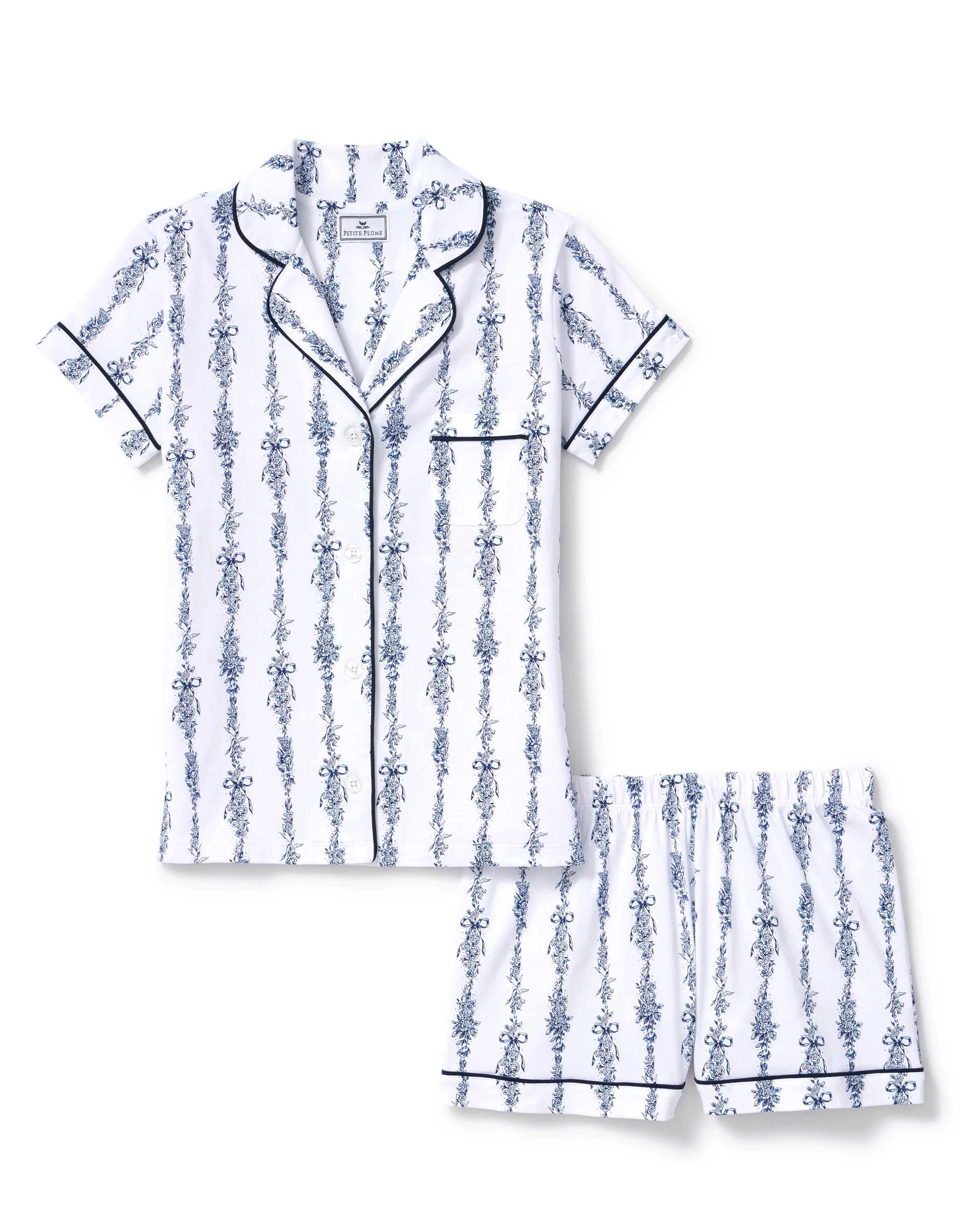 The Poppy Pima Short Set in Navy Mayfair Toile - Image 8
