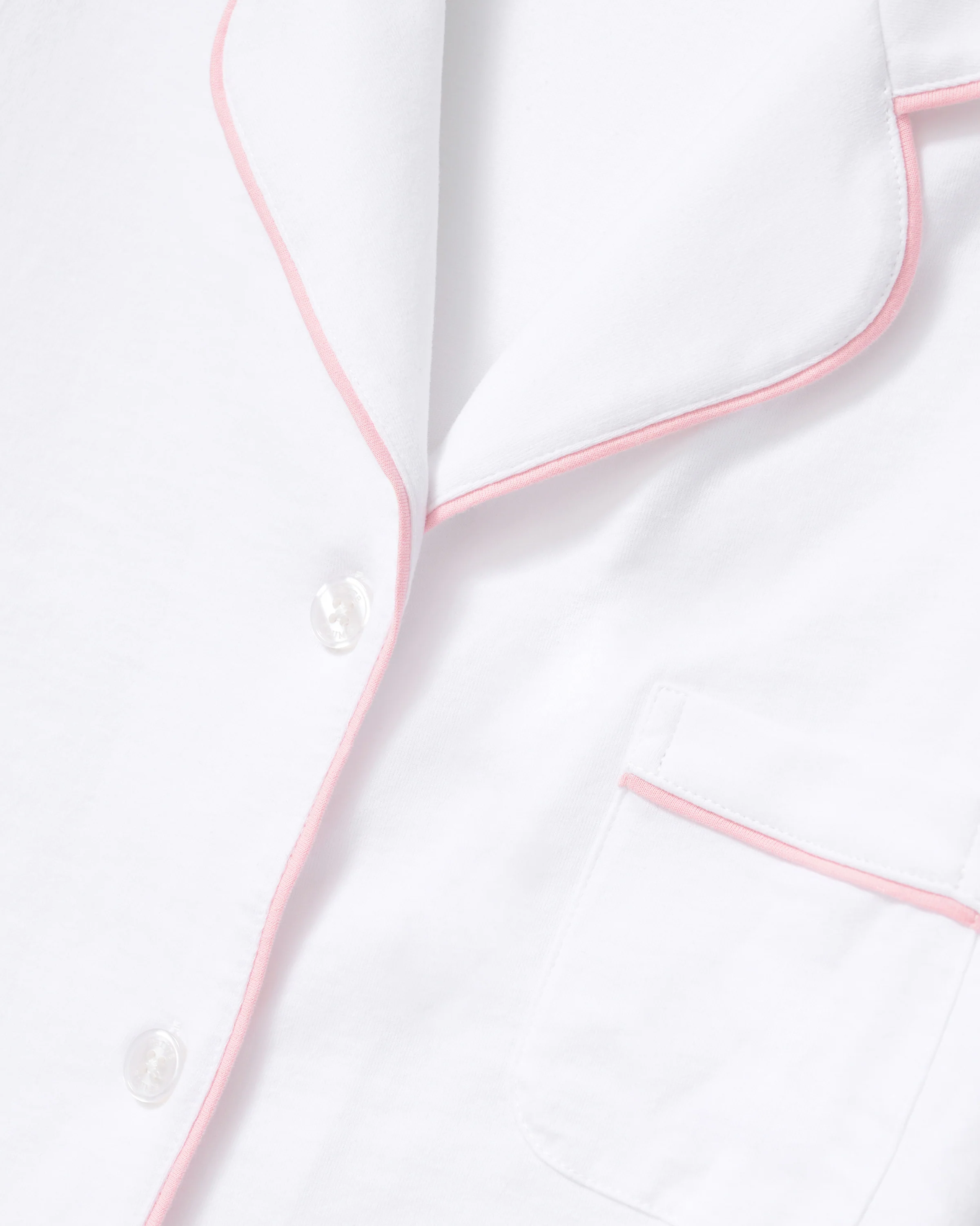 The Poppy Pima Short Set in White with Pink Piping - Image 5