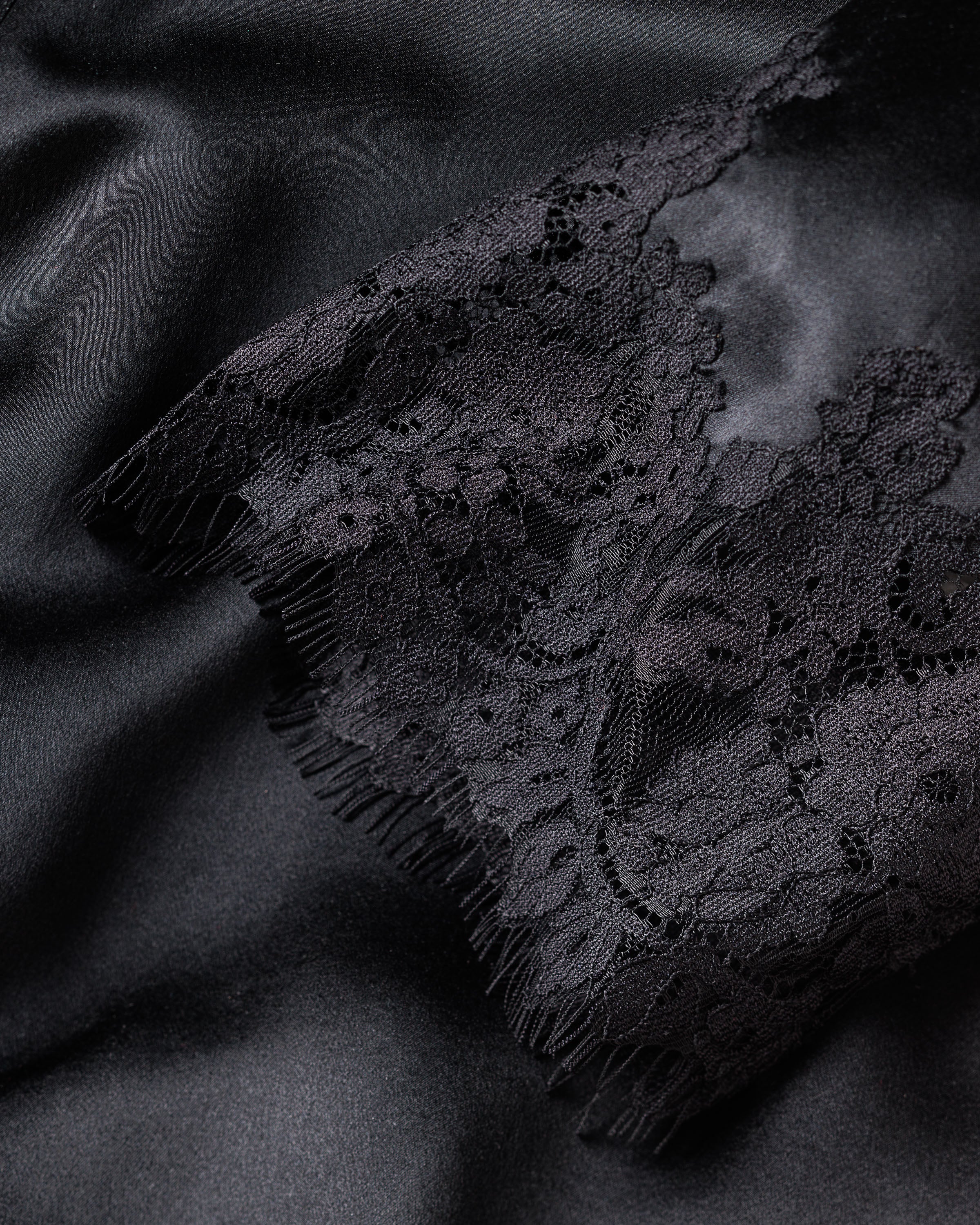 Women's Silk Lace Robe in Black - Image 7