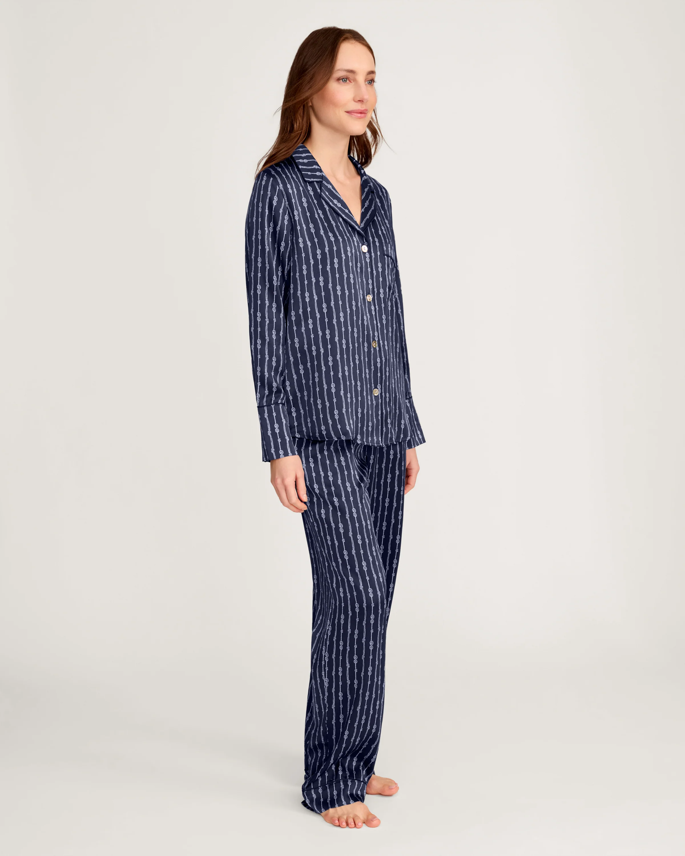 Women's Silk Pajama Set in Nautical Knots - Image 3