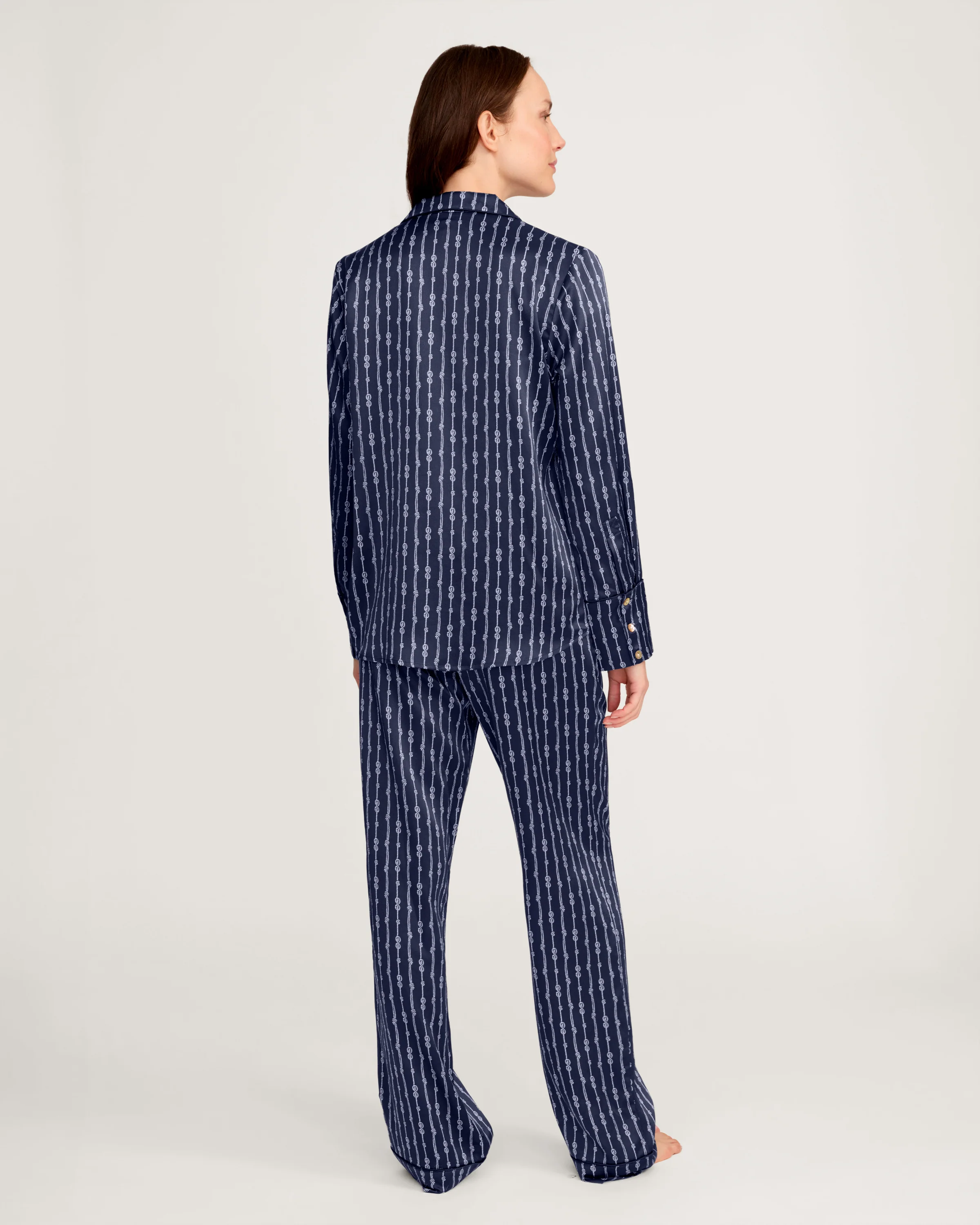 Women's Silk Pajama Set in Nautical Knots - Image 4