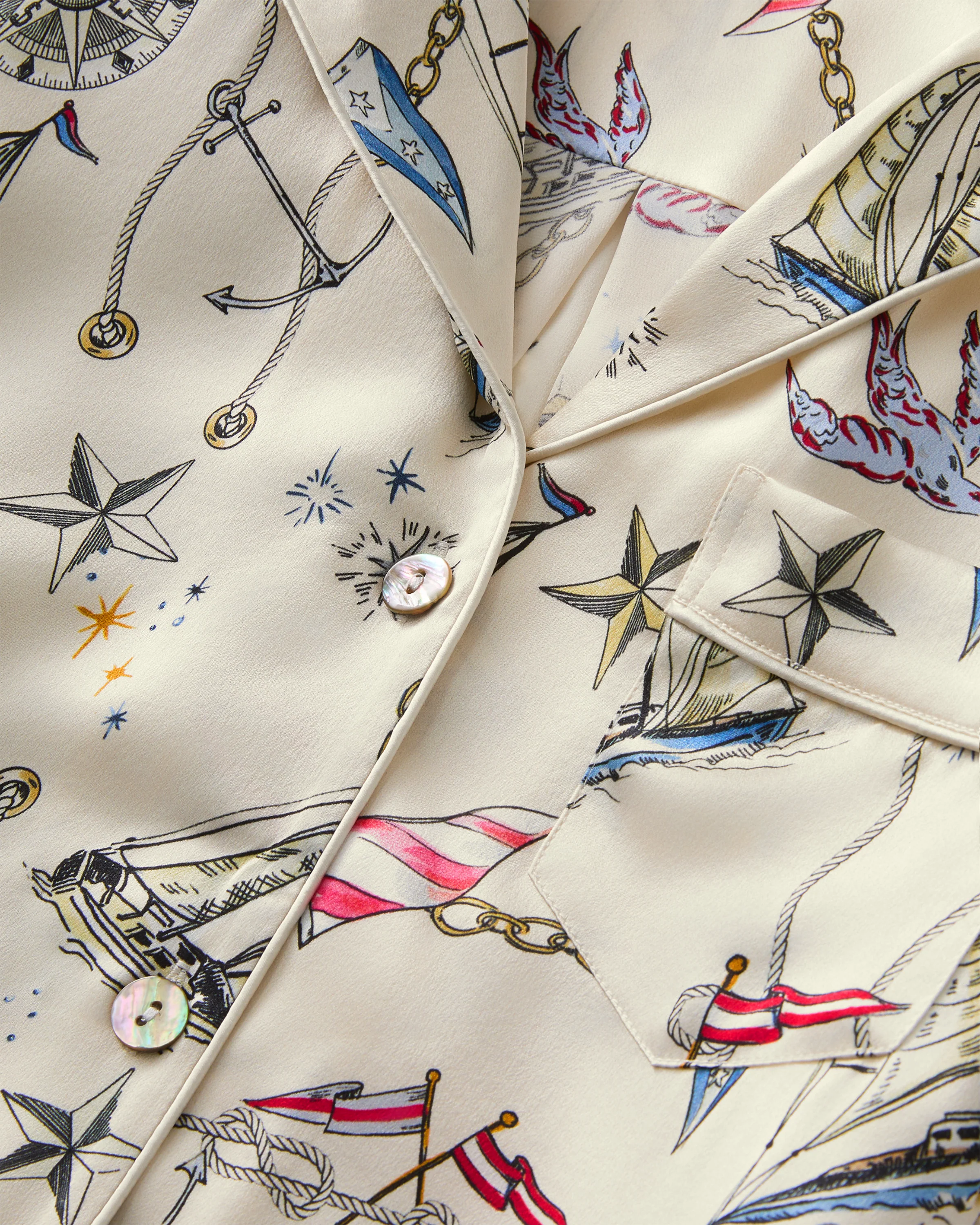 Women's Silk Short Sleeve Short Set in Regatta Royale - Image 7
