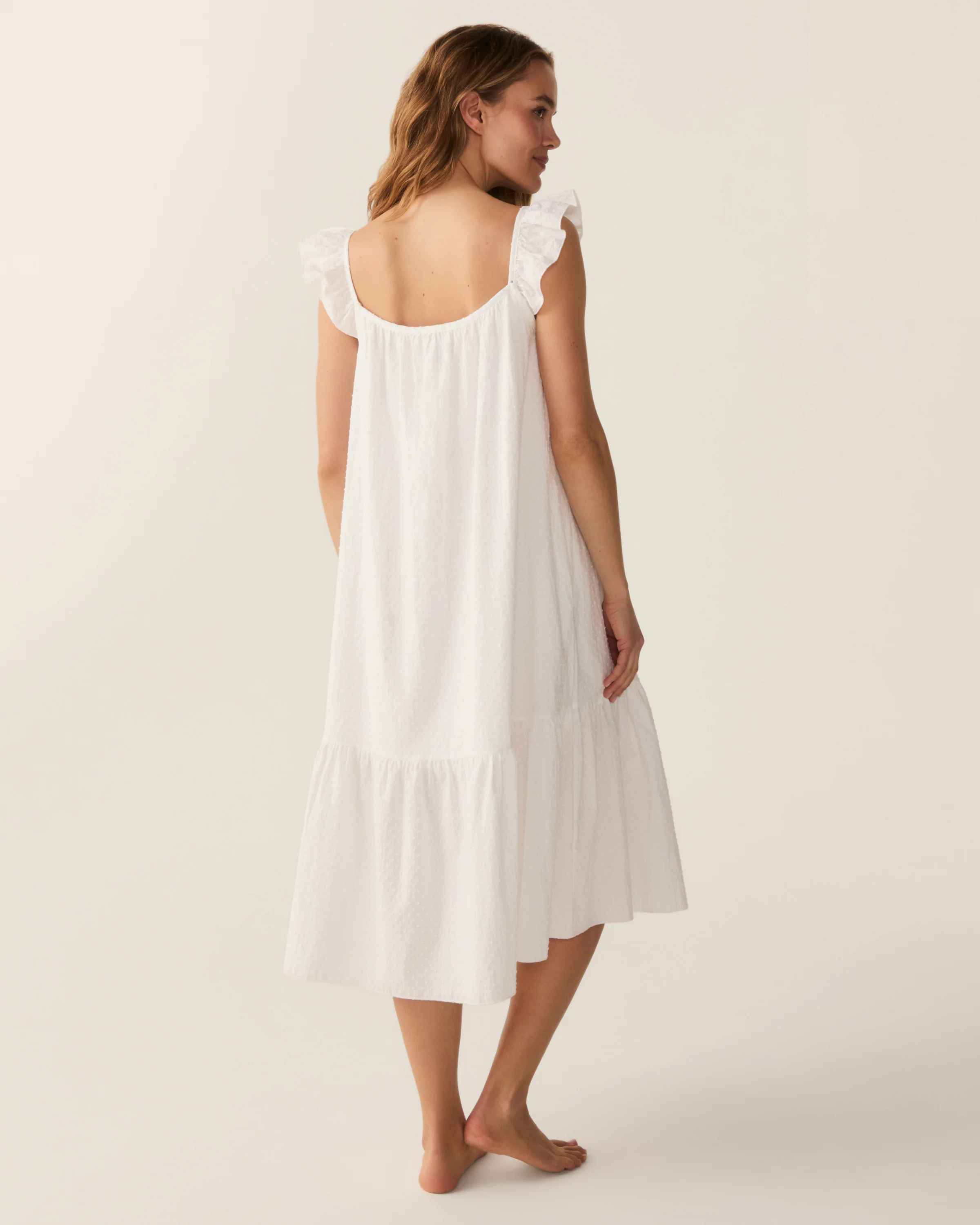 Women's Swiss Dots Celeste Nightgown in White - Image 3