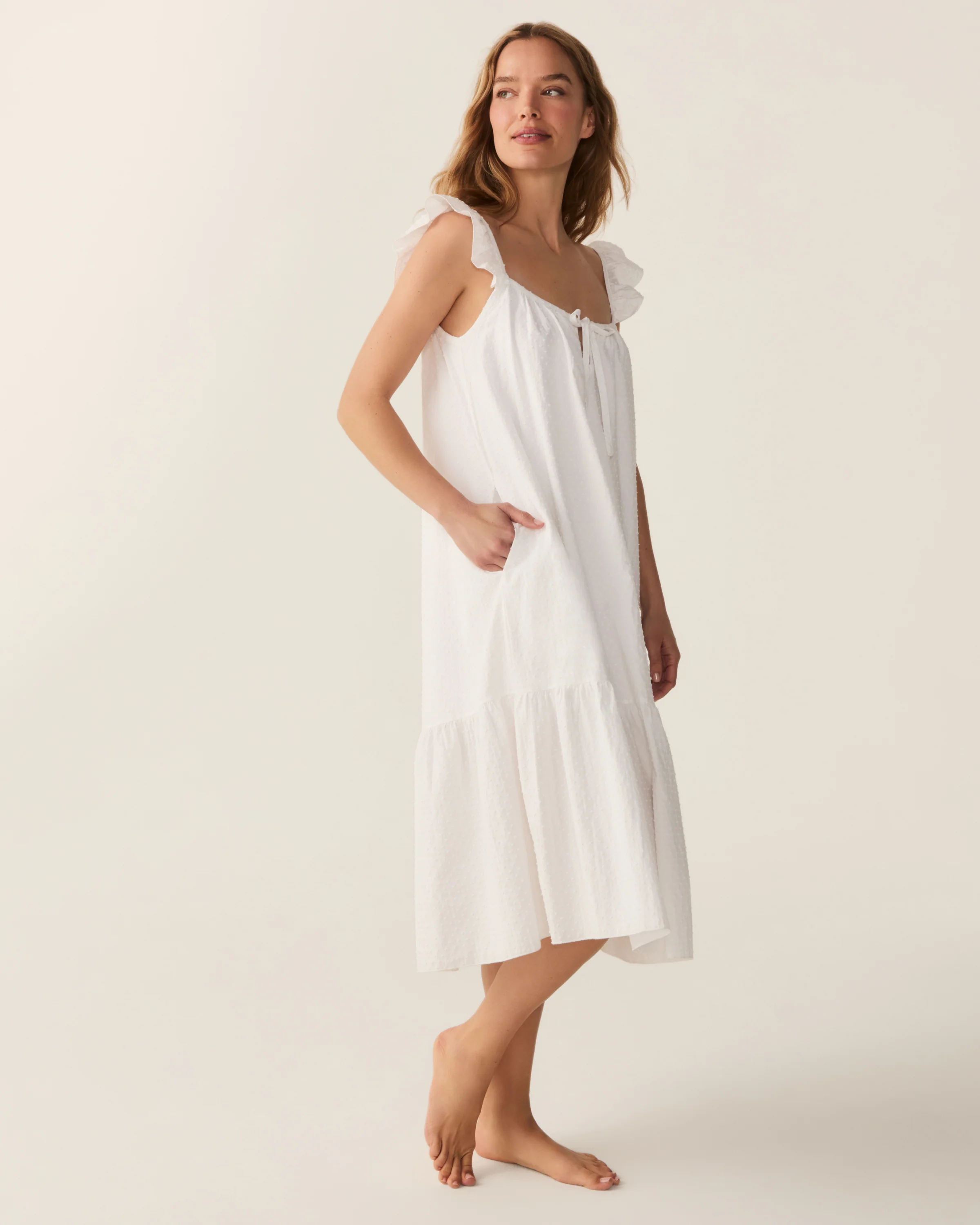 Women's Swiss Dots Celeste Nightgown in White - Image 4