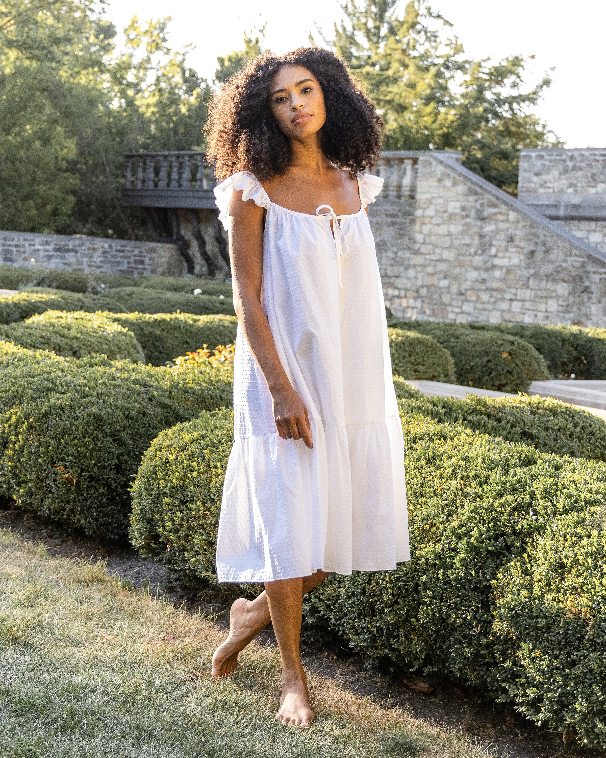 Women's Swiss Dots Celeste Nightgown in White - Image 8
