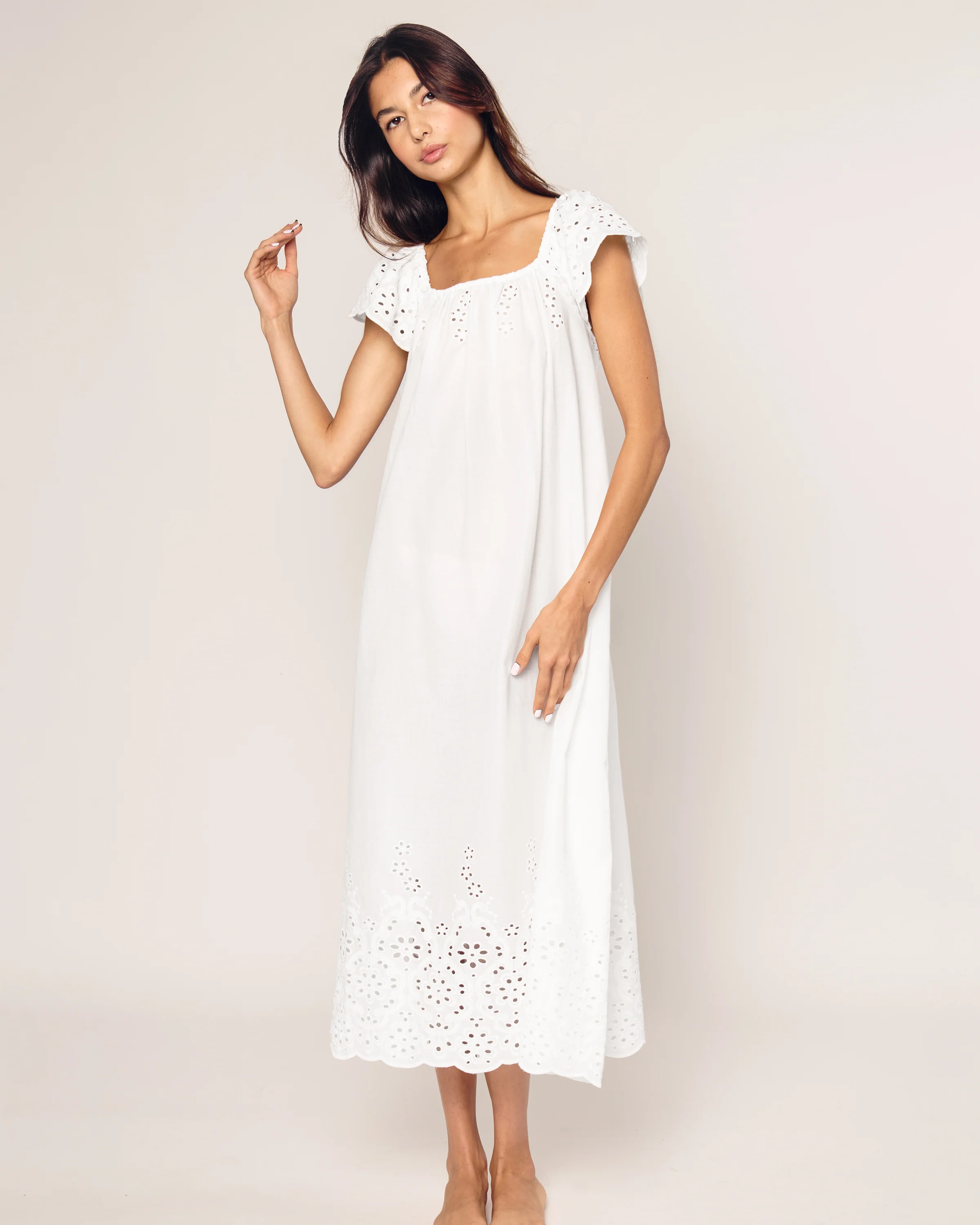 Women's Twill Ava Nightgown in White