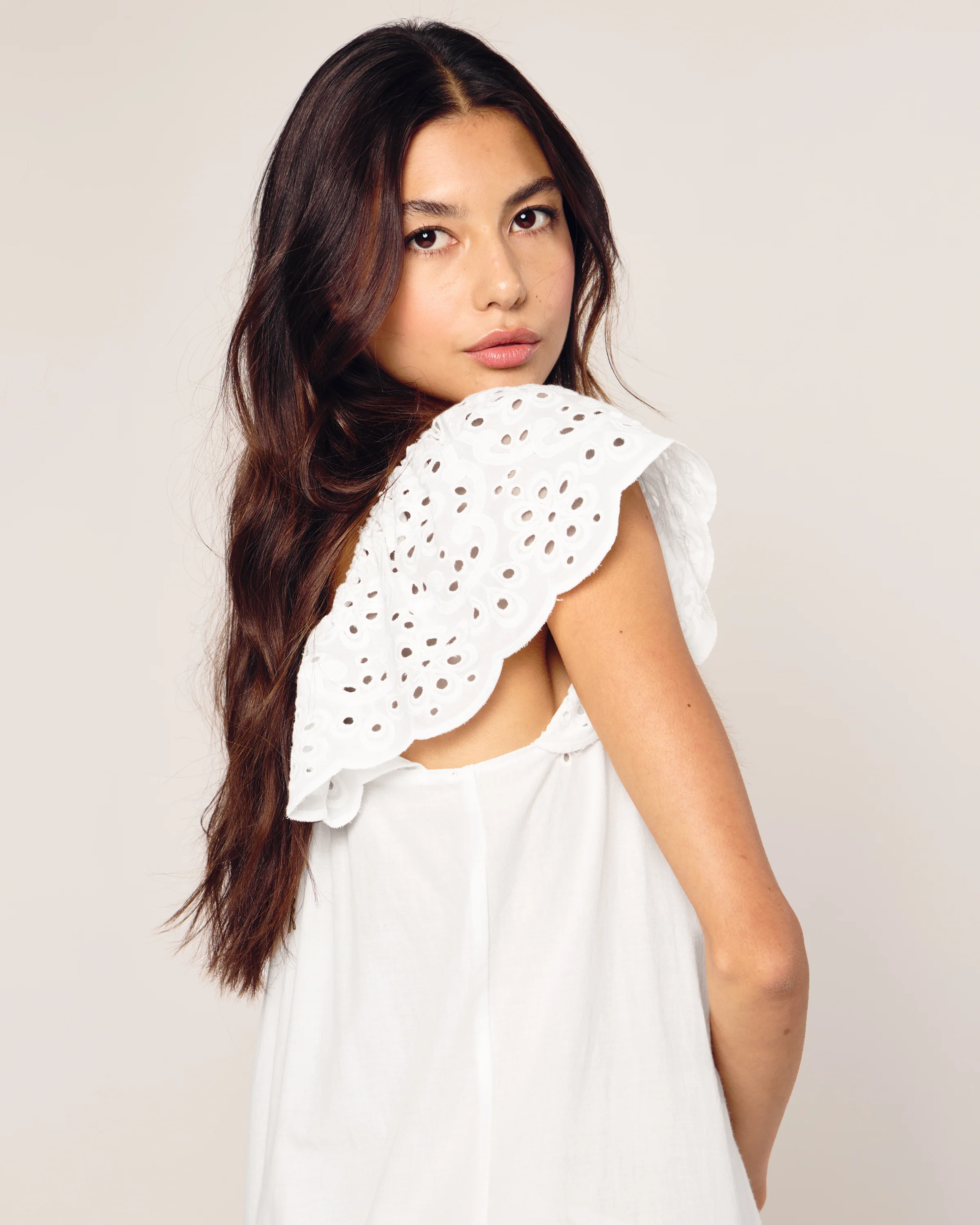Women's Twill Ava Nightgown in White - Image 4