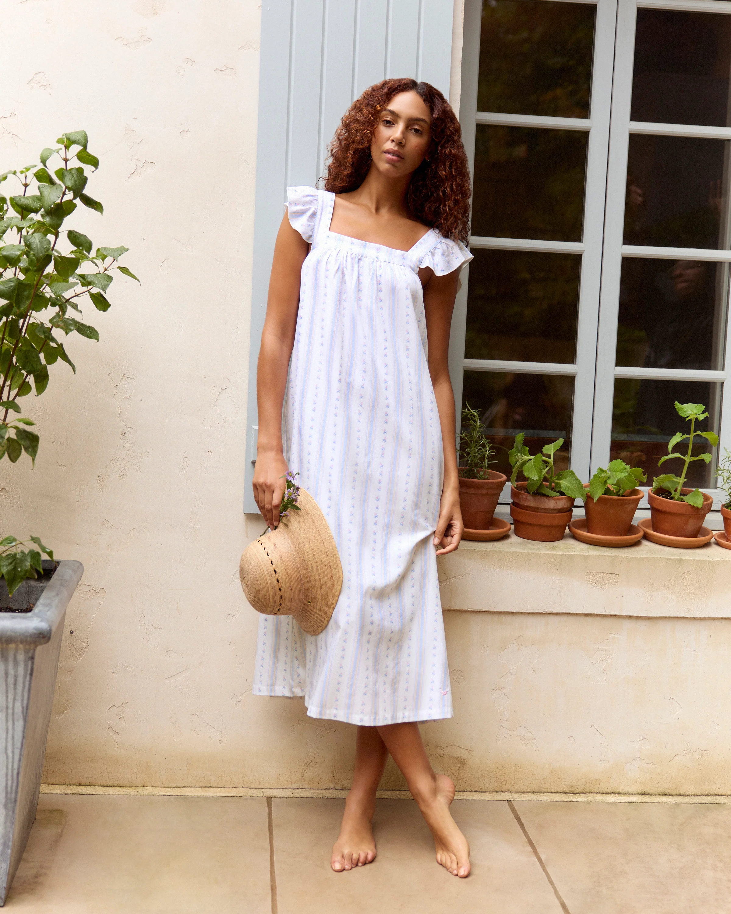Women's Twill Clara Nightgown in Cottage Stripe - Image 5