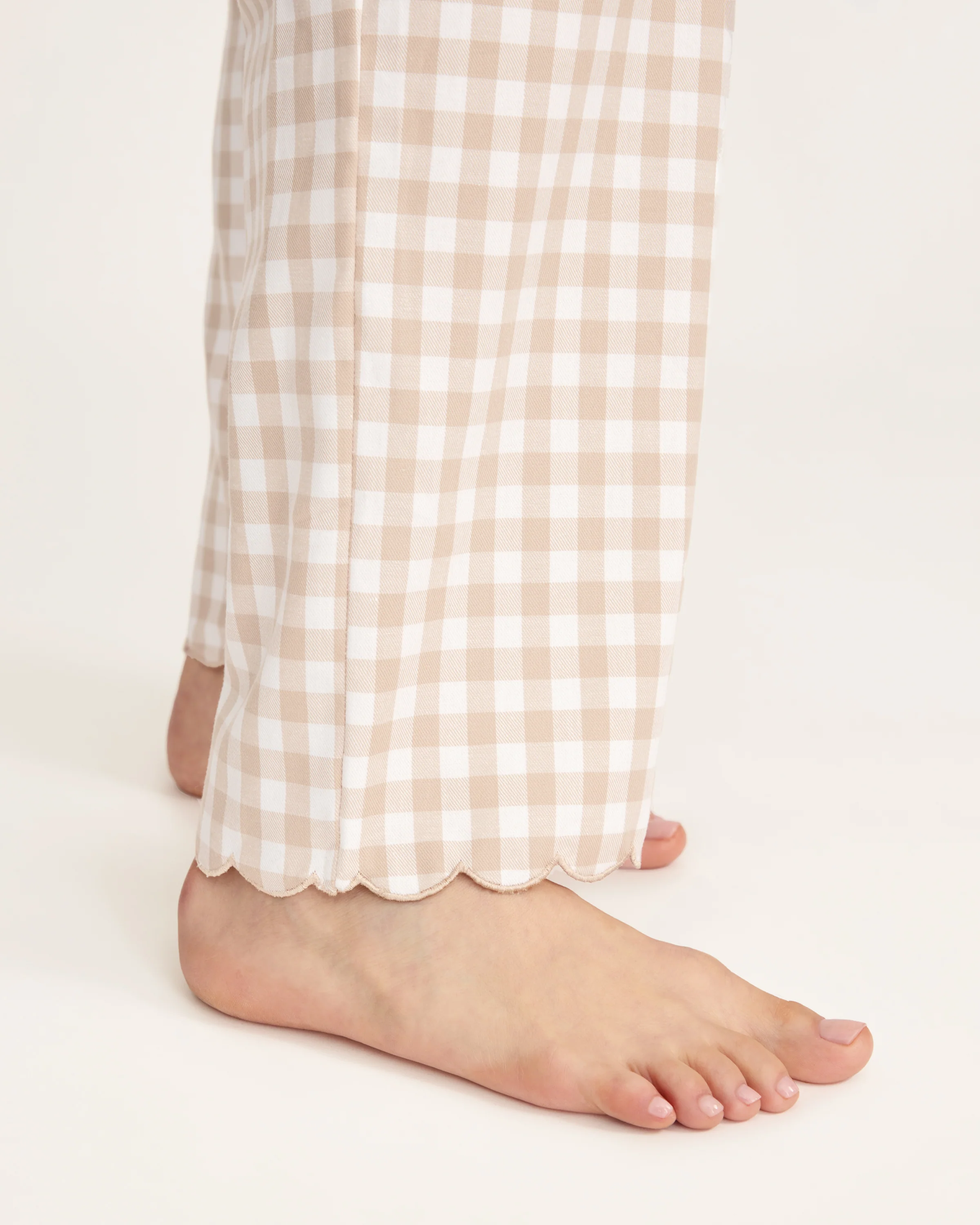 Women's Twill Colette Pajama Set in Camel Gingham - Image 4