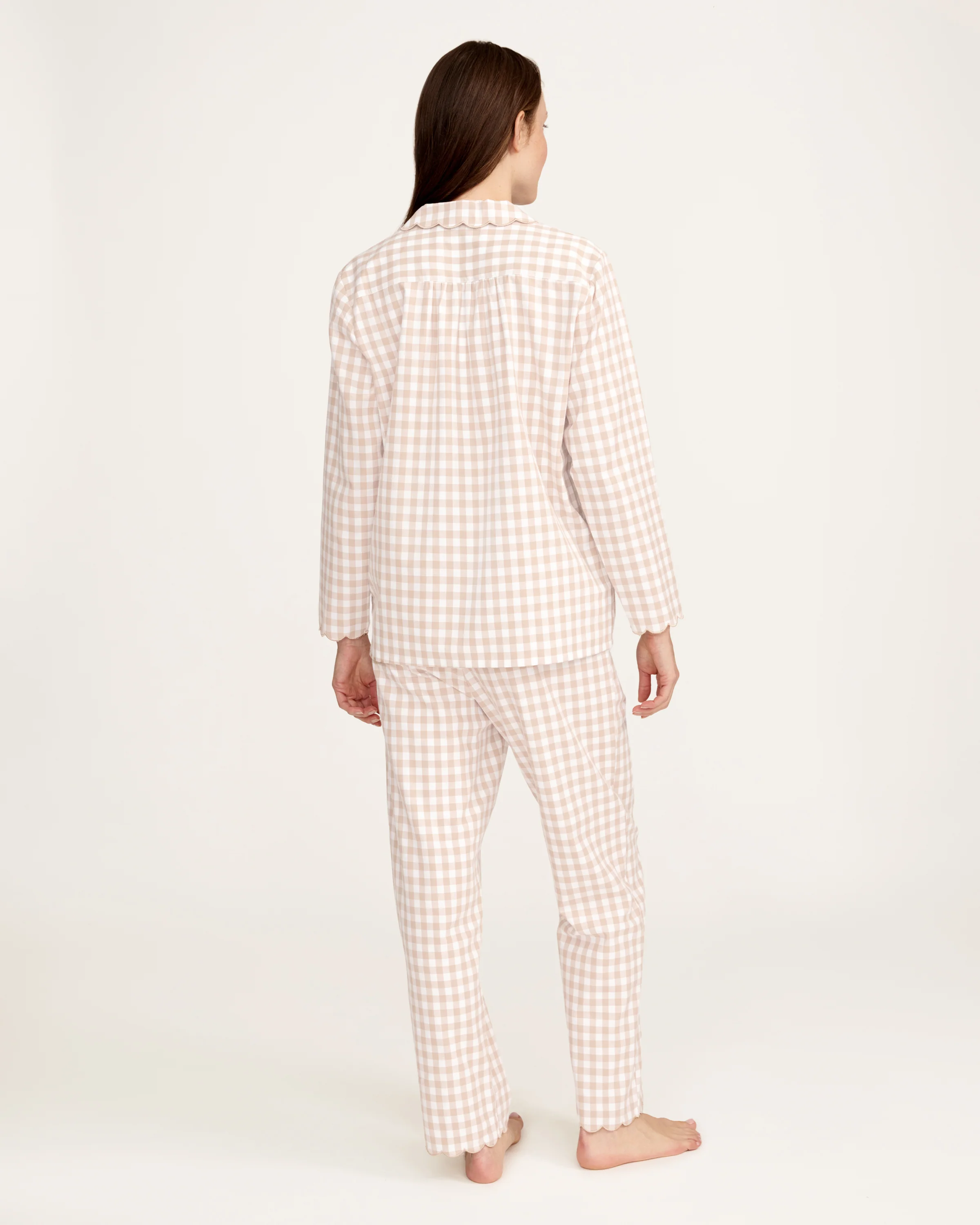 Women's Twill Colette Pajama Set in Camel Gingham - Image 6