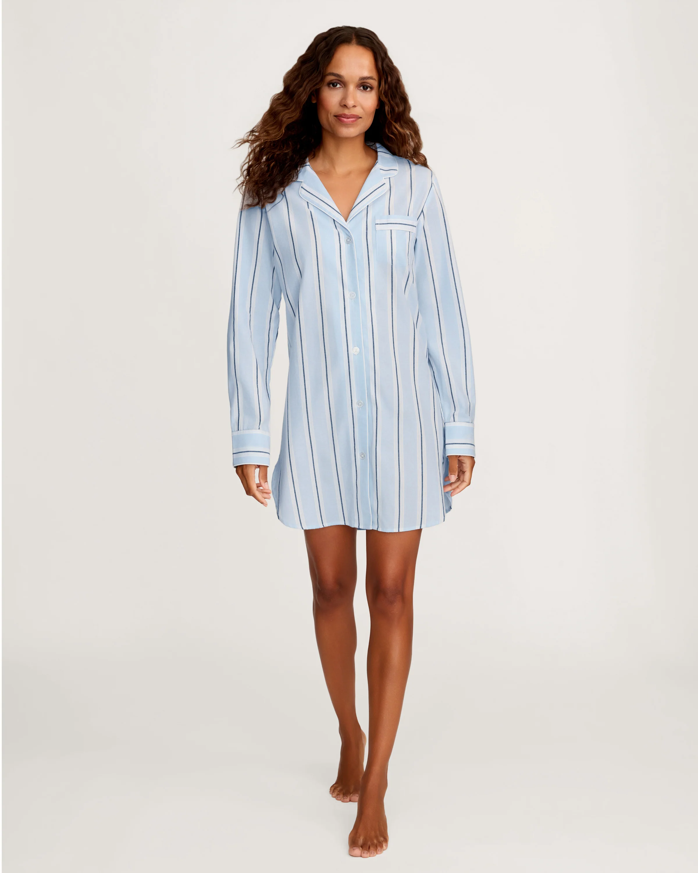 Women's Twill Nightshirt in Coastal Stripe
