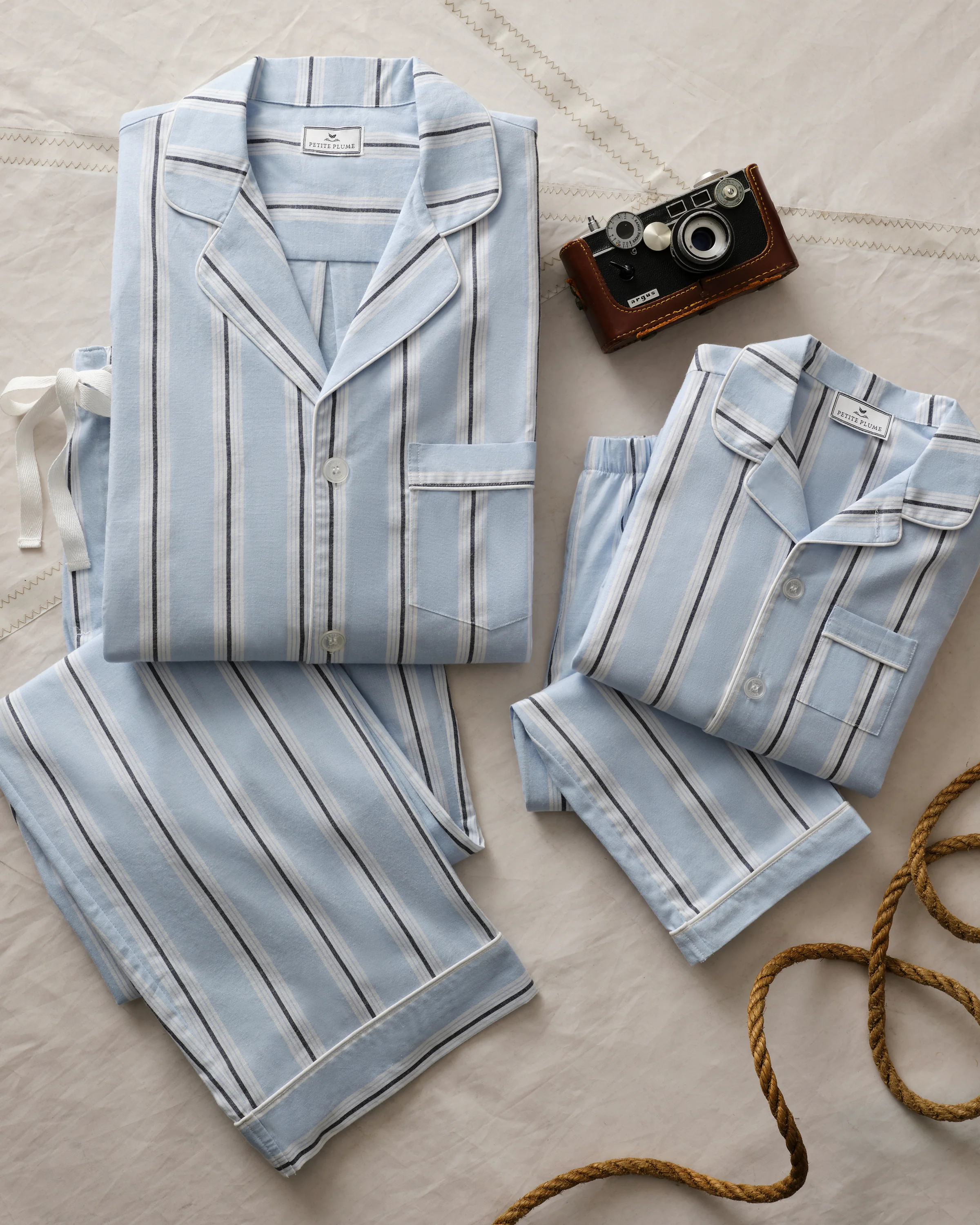Women's Twill Pajama Set in Coastal Stripe - Image 7
