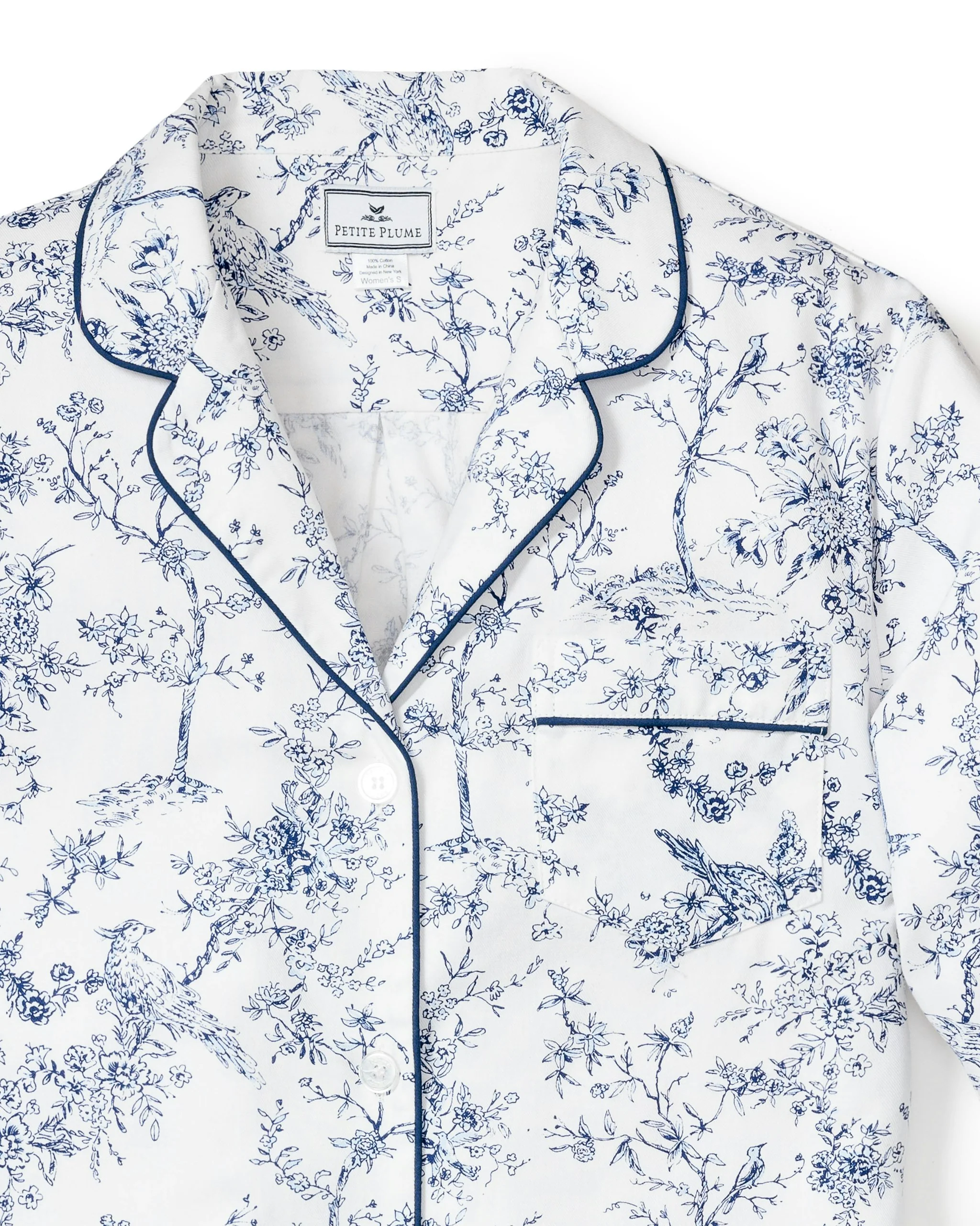 Women's Twill Pajama Set in Timeless Toile - Image 4