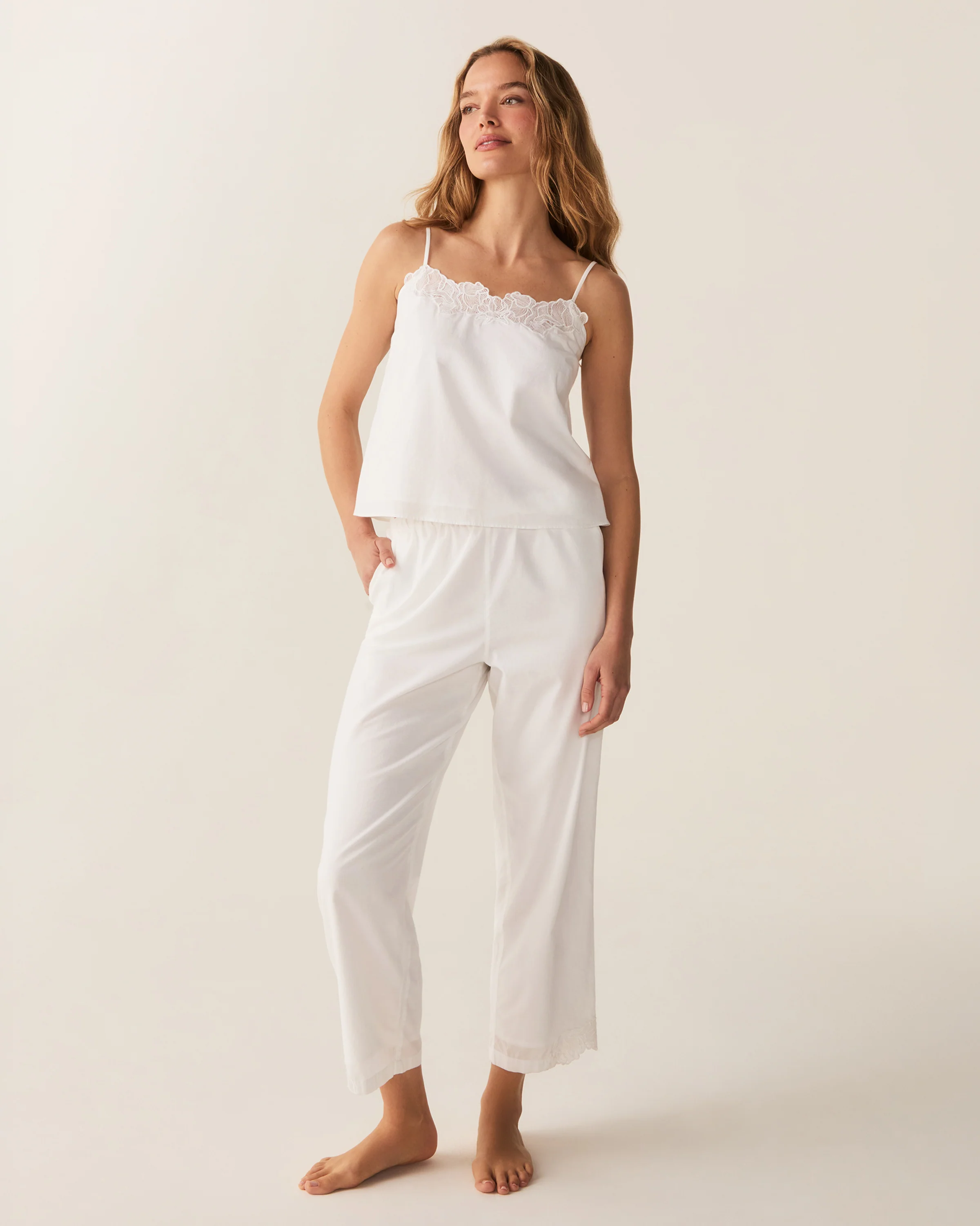 Women's Voile Fleur Cami Pant Set in White - Image 3
