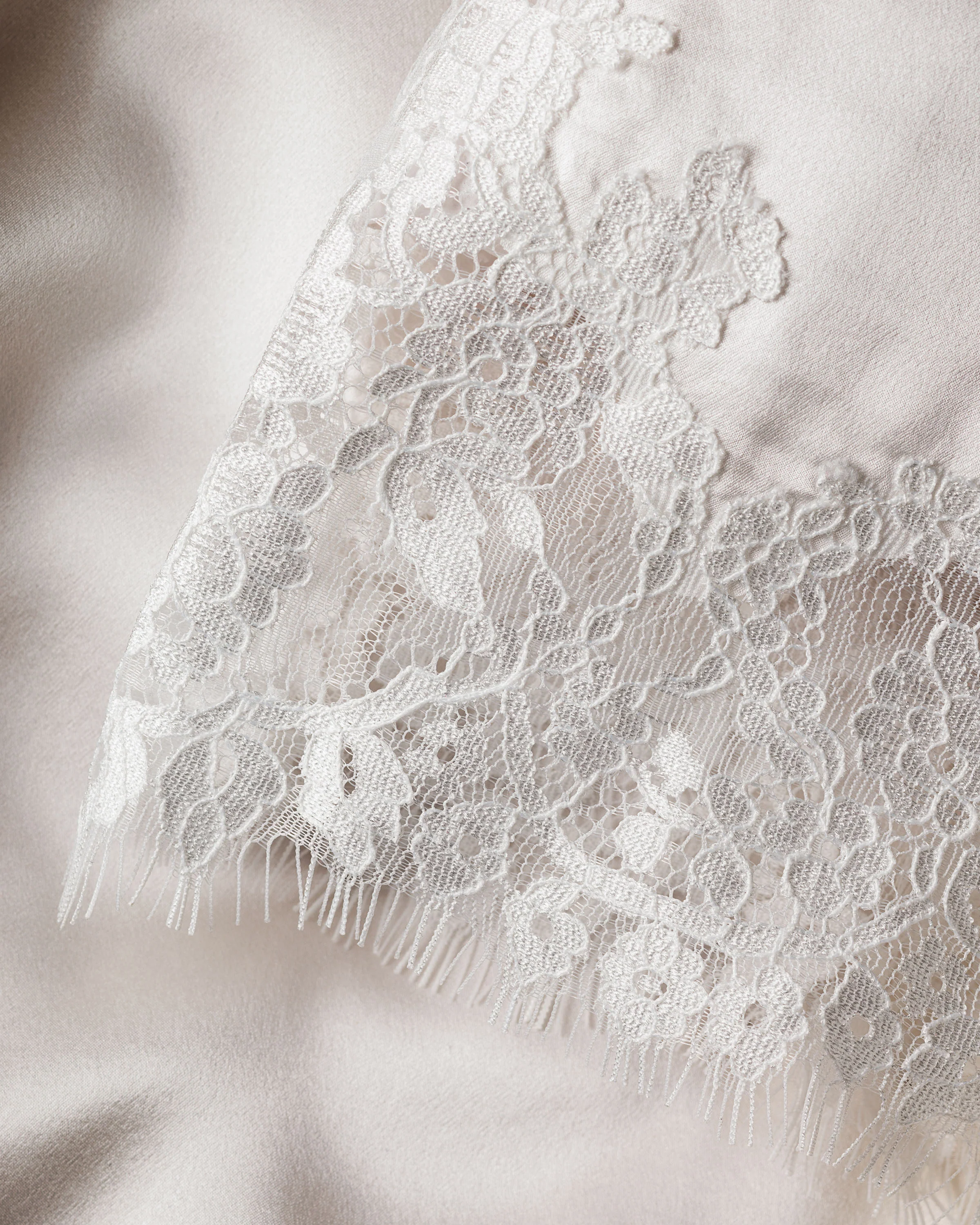 Women's Silk Lace Robe in White - Image 8