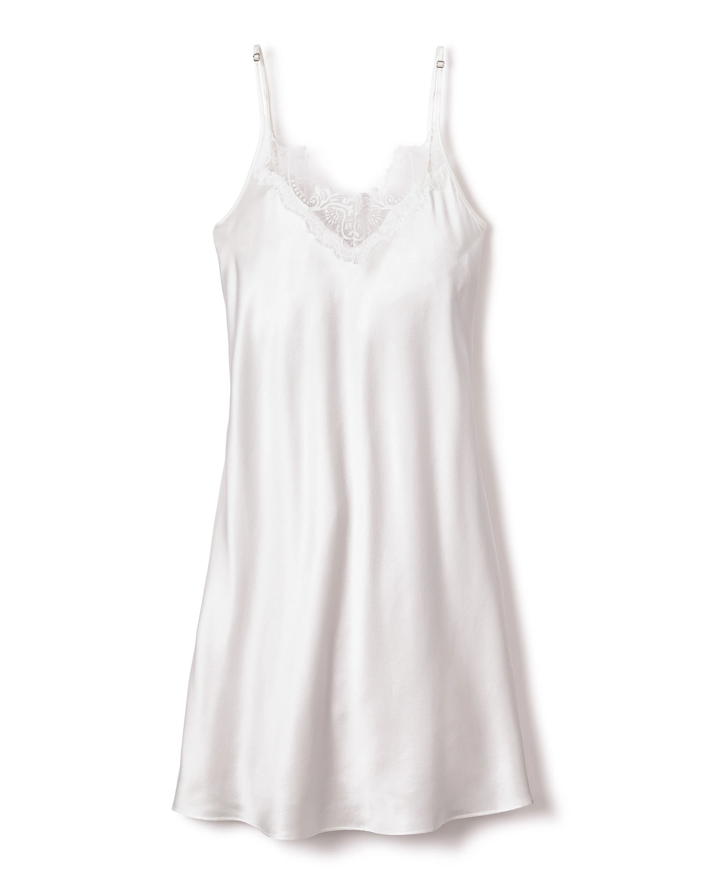 Women's Silk Lace Slip Dress in White - Image 5