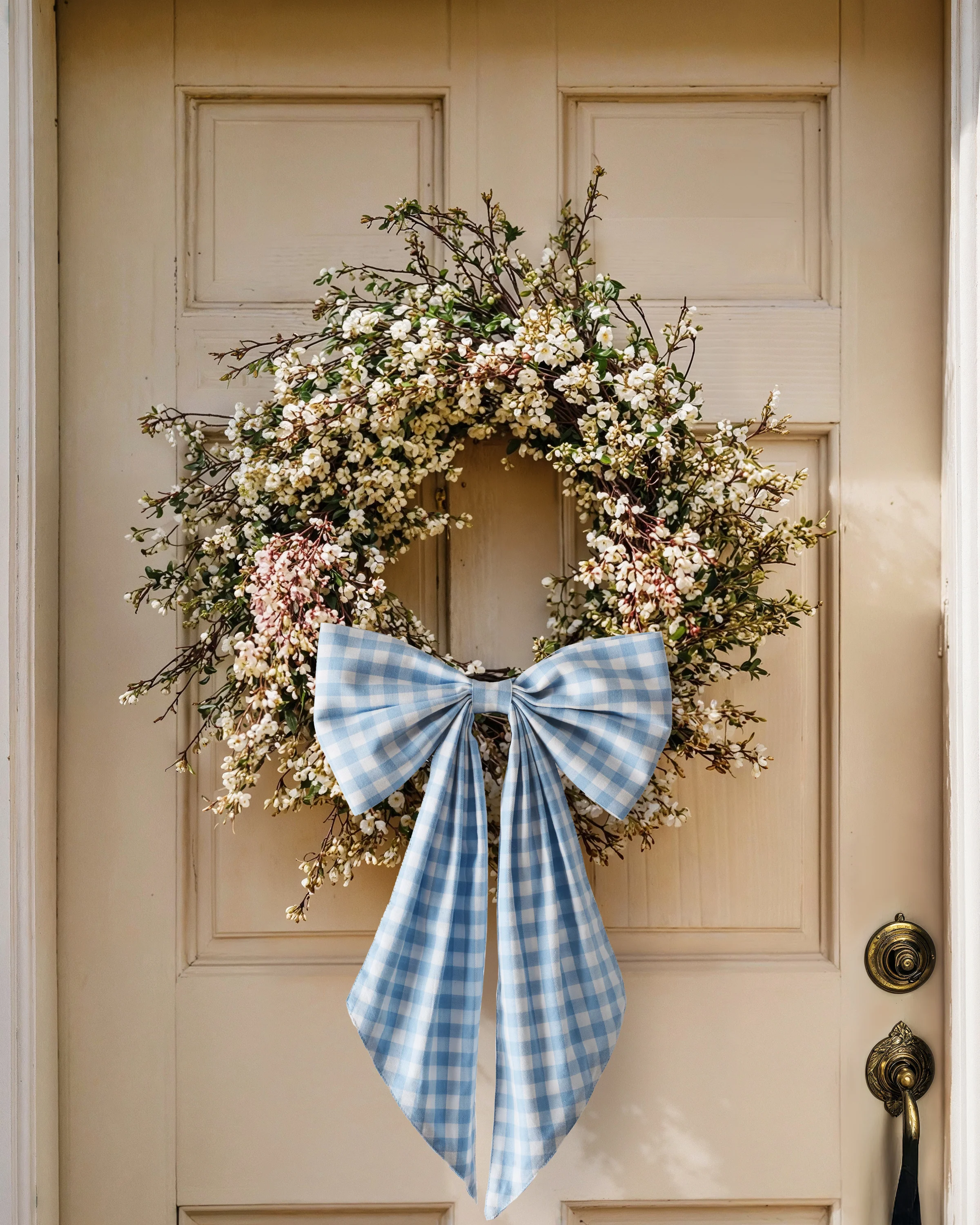 Easter Wreath/Basket Bow in Light Blue Gingham