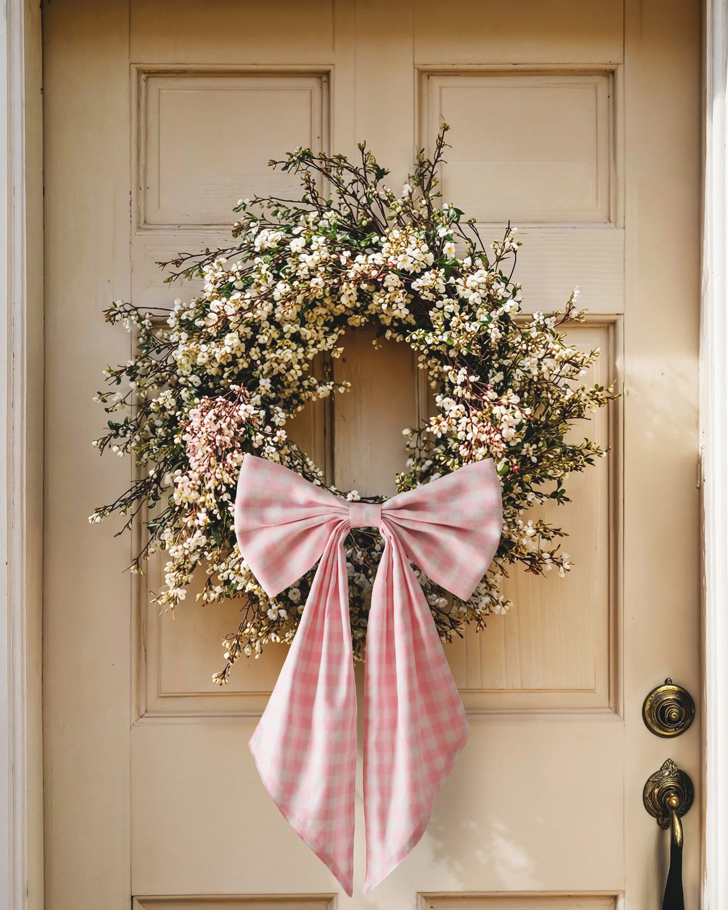 Easter Wreath/Basket Bow in Pink Gingham